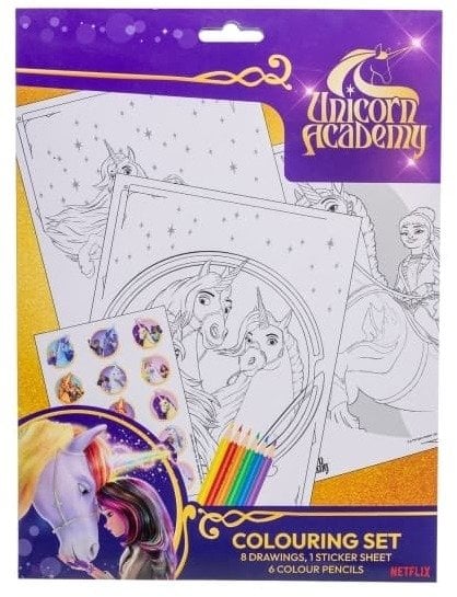 UNICORN ACADEMY, Coloring set w/6 col. pencils