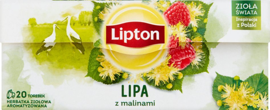 Lipton Herbatka ziołowa aromatyzowana lipa z malinami 18 g (20 torebek)