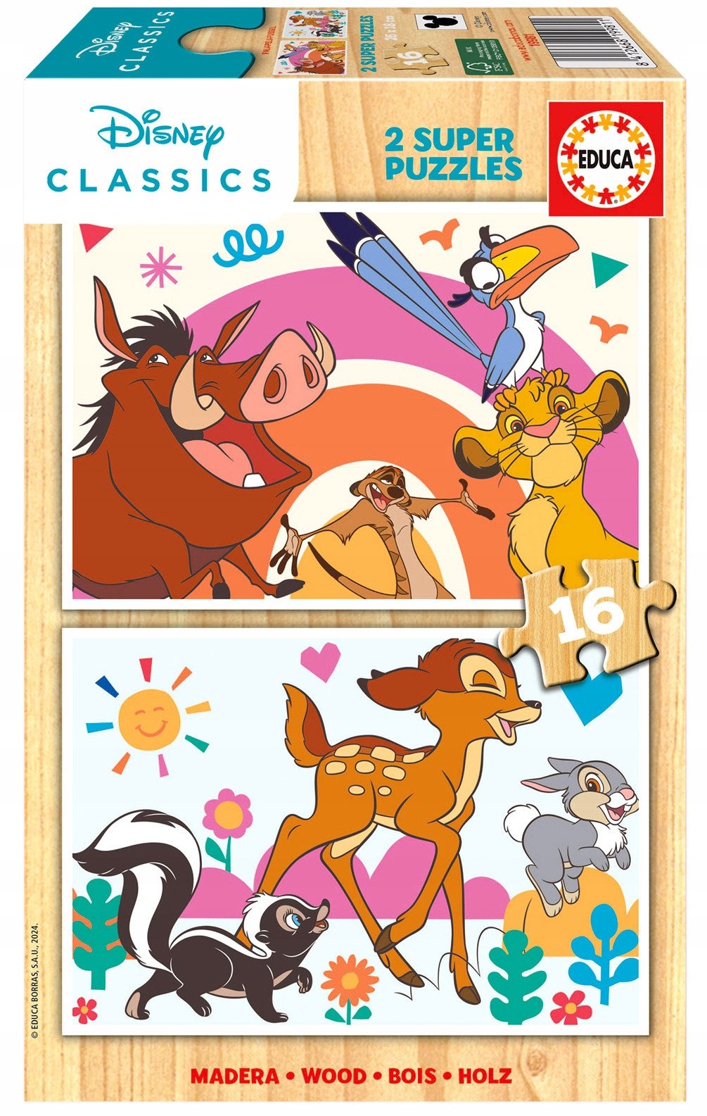 Puzzle drewniane 2x16 Król Lew Bambi