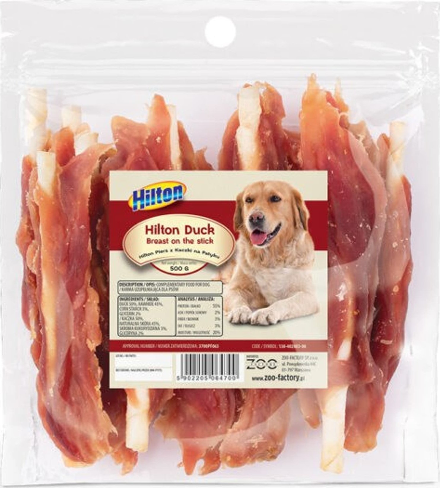Hilton HILTON PIERŚ Z KACZKI NA PATYKU - PRZYSMAK DLA PASA 500G