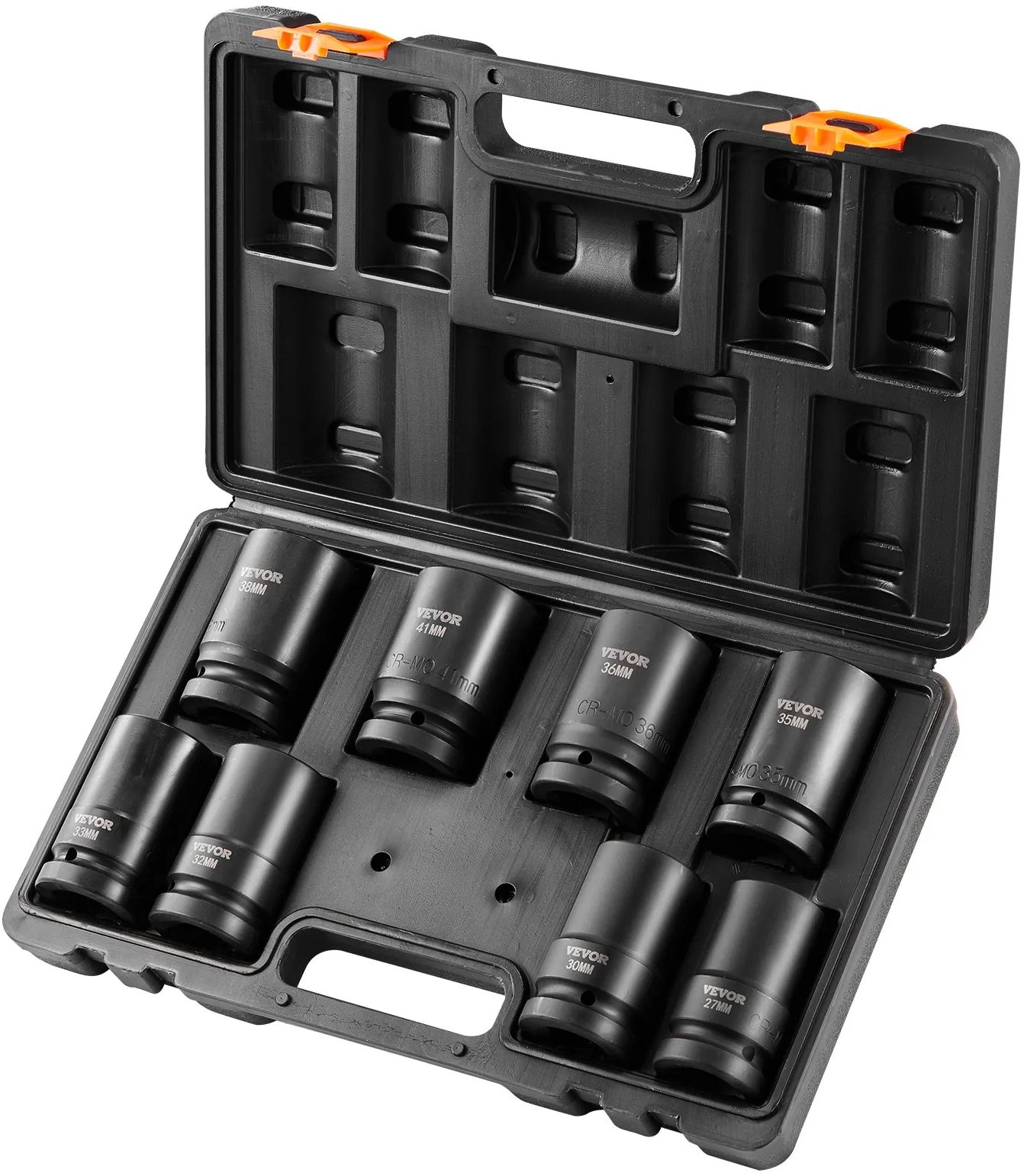 Nasadki udarowe 8 el 6-pkt 2,5 cm zestaw z grzechotką, walizka