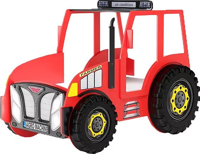 Elior Czerwone łóżko dziecięce traktor - Tarko 90x180 cm
