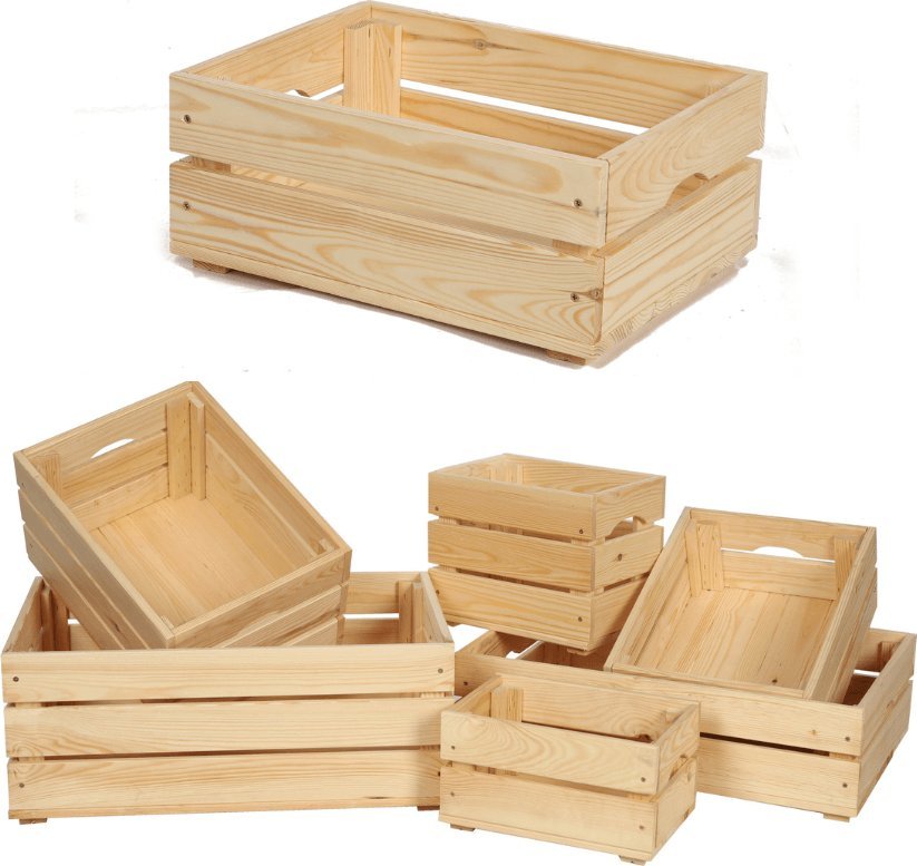 Wamar-Sosenka Drewniana Skrzynka 16,5x40x30 cm Naturalna Surowa Szlifowana Drewno sosnowe 18 litrów / Wamar-Sosenka