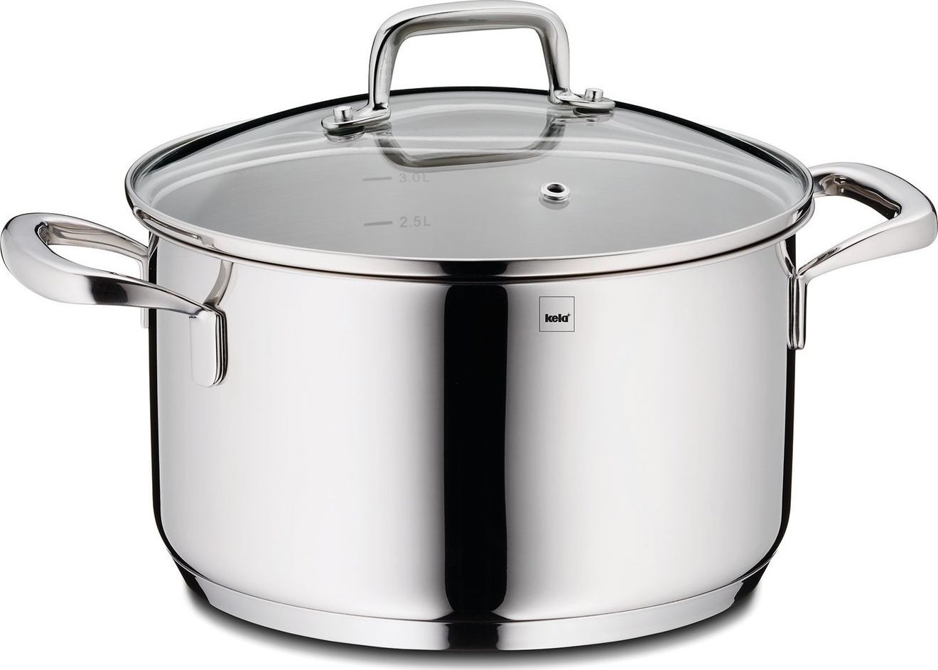 Kela Garnek z pokrywką Kela, stal nierdzewna/szkło, 3,2 l, śred. 20 x 12 cm