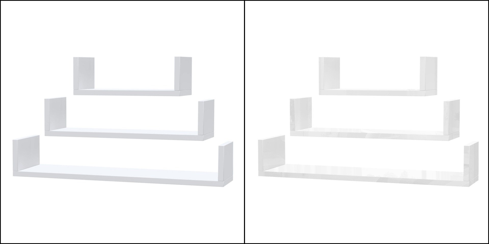 Półka Wisząca Ścienna Na Książki Biała Połyskowa Hugo Zestaw 3 Sztuk