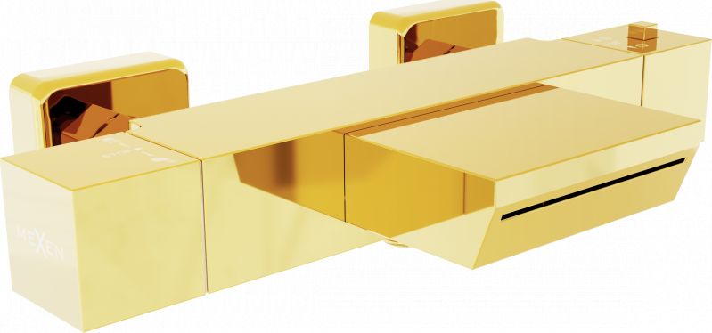 Bateria wannowa Mexen Cube ścienne złoty