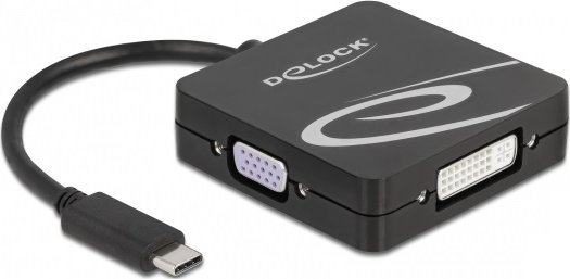 Adapter AV Delock Delock - High Speed - Videoadapter - Single Link - USB-C mannlich zu DB-15, DVI-I, HDMI, DisplayPort weiblich - 10 cm - Schwarz - 4K