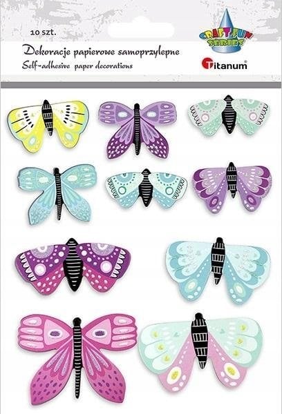 Titanum Motyle papierowe samoprzylepne mix 10szt