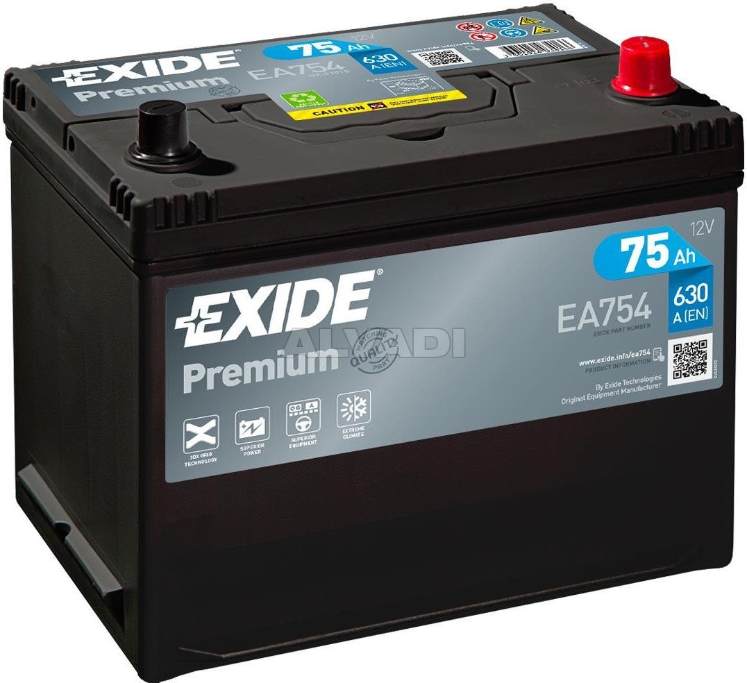 EXIDE Premium EA754 75Ah 630A (EN) 12V akumulator