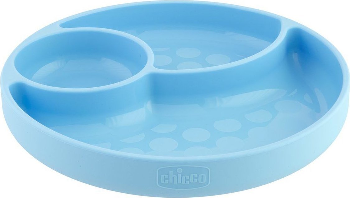 Chicco 127535 TALERZ SILIKONOWY 3-DZIELNY 12m+ CHŁOPCZYK