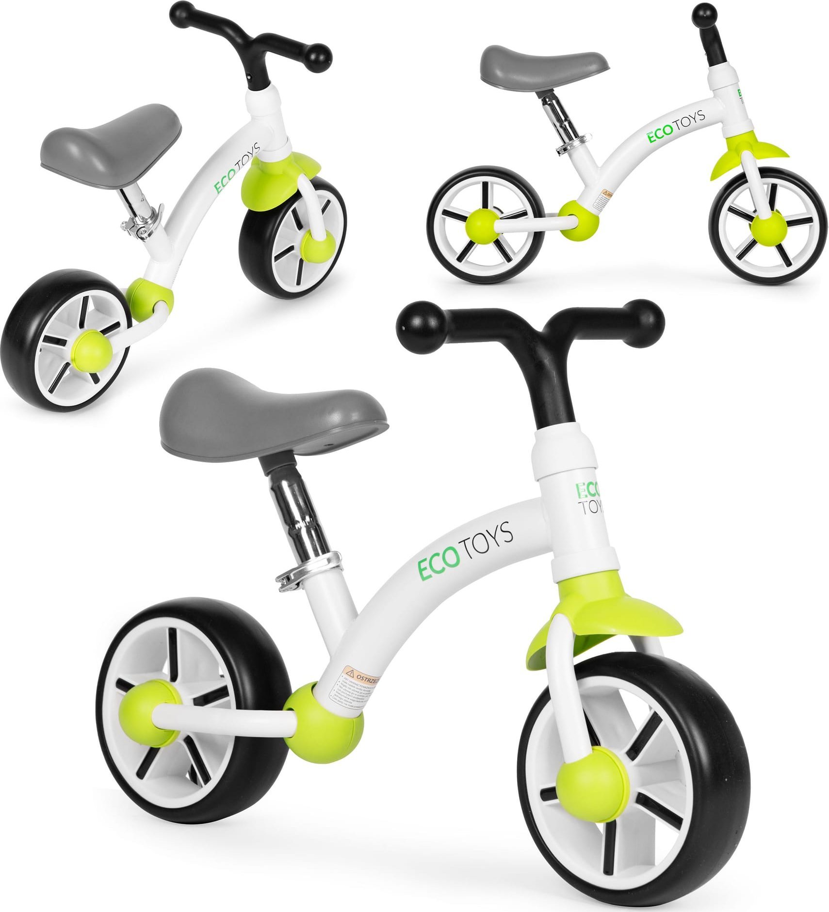 Rowerek biegowy dla dzieci koła EVA regulacja siodełka zielony ECOTOYS