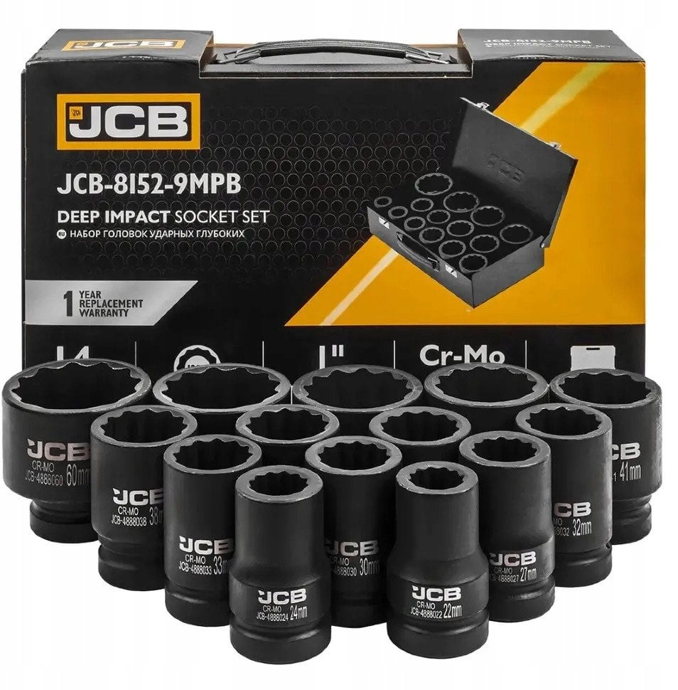 JCB NASADKI UDAROWE DŁ.kpl. 14el.1" 12-KĄT. (22-60mm)