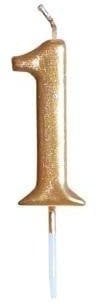 Świeczka urodzinowa metaliczna 1 złota