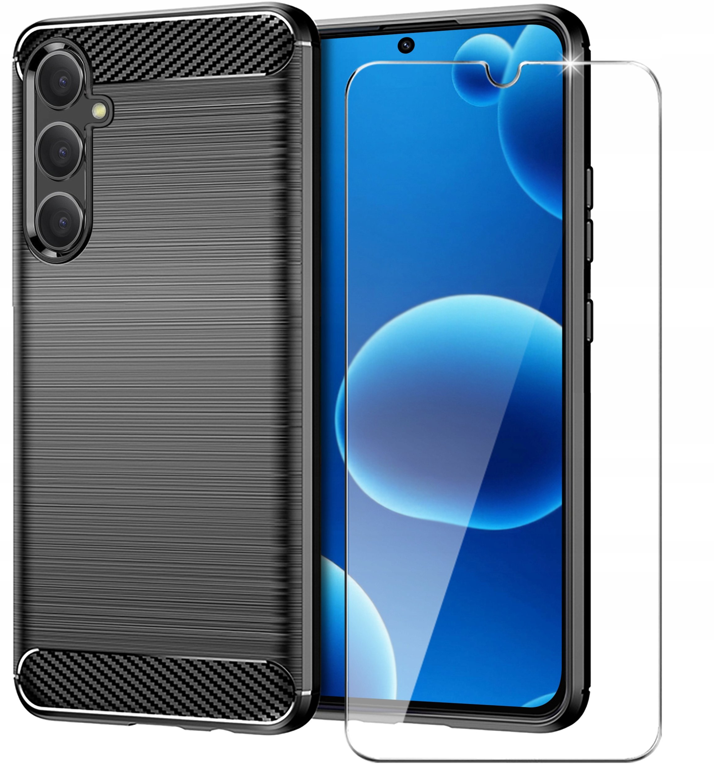 Etui do Samsung Galaxy S25+ Plus Pancerne Carbon CASE + Szkło OCHRONNE 9H