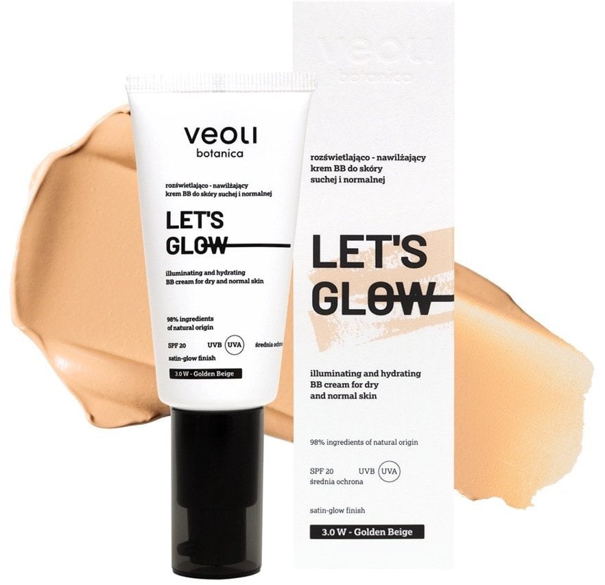 Veoli Botanica Let's Glow rozświetlająco-nawilżający krem BB do skóry suchej i normalnej 3.0 W Golden Beige 30ml