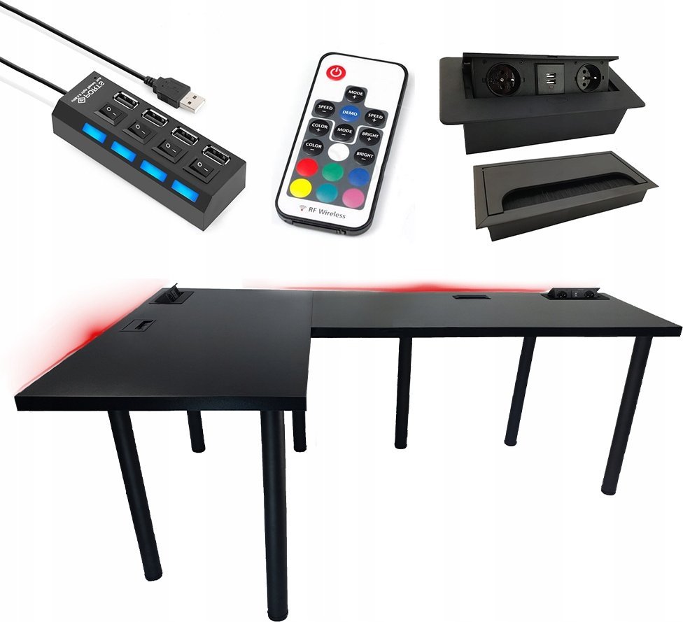 BIURKO GAMINGOWE NARONE CZARNE GNIAZDO PRODUCENT