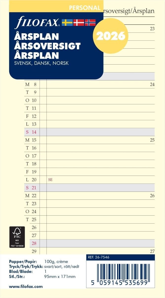 Årsplan Personal 2026 Svensk/Dansk/Norsk