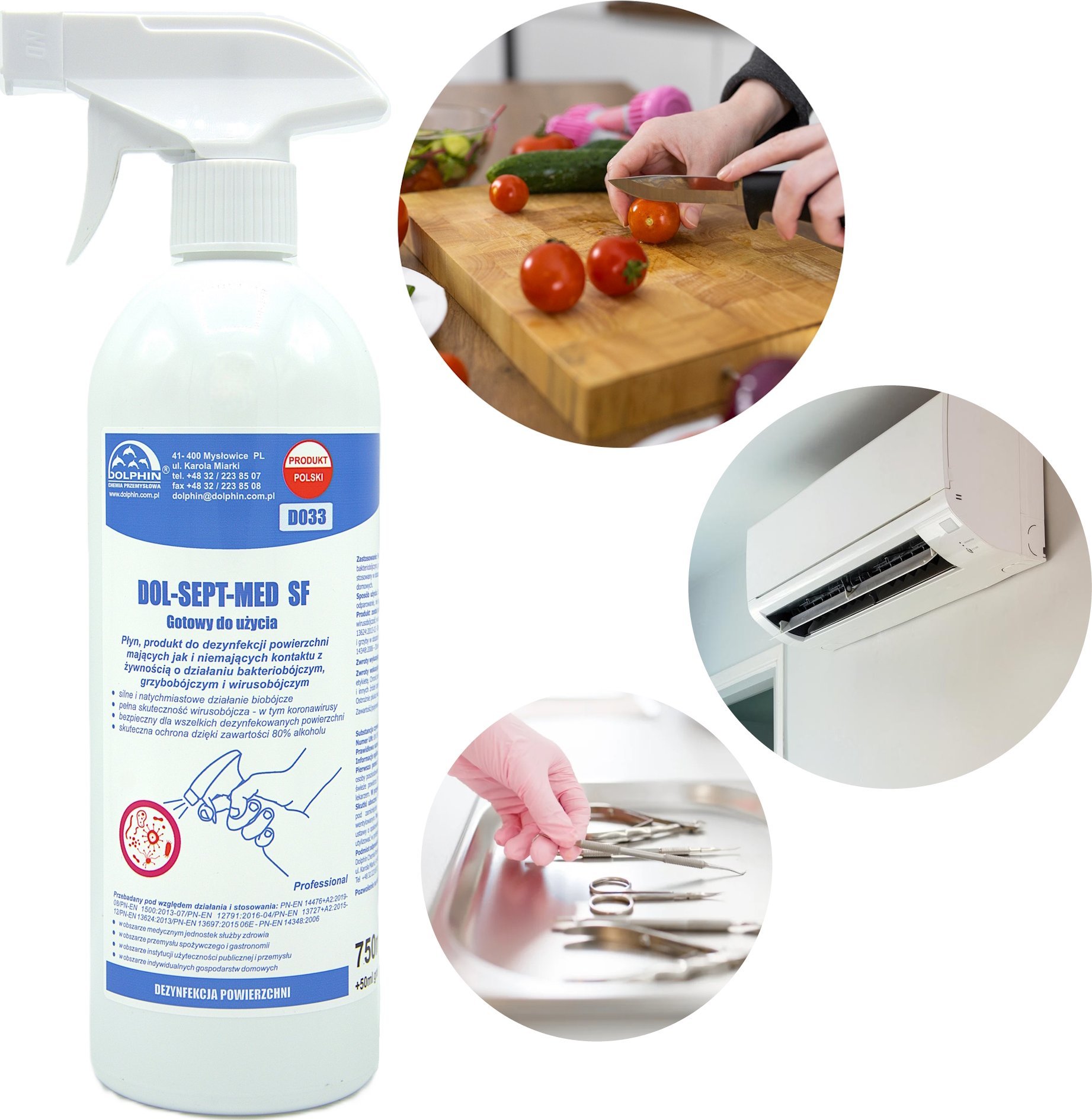 Dolphin DOL-SEPT MED SF DEZYNFEKCJI POWIERZCHNI BAKTERIOBÓJCZY WIRUSOBÓJCZY 750ML