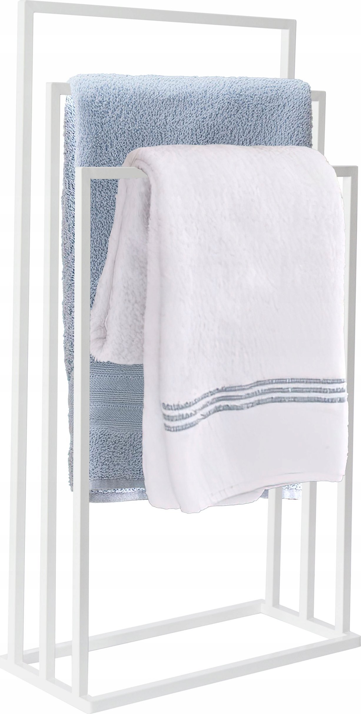 Sepio Stojak na ręczniki biały stalowy łazienkowy odporny 3 uchwyty nowoczesny