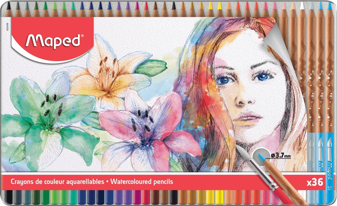 Maped Kredki akwarelowe 36 kolorów w metalowym pudełku