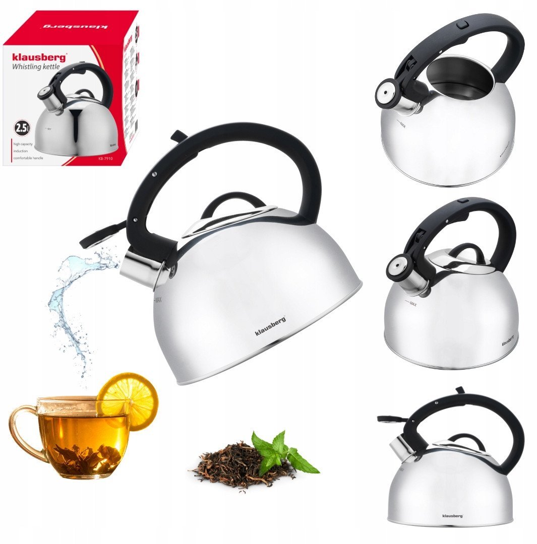 CZAJNIK STALOWY Z GWIZDKIEM 2,5L KLAUSBERG KB-7910