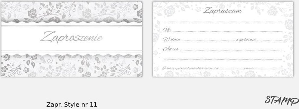 Zaproszenia Style wzór nr 11 10szt