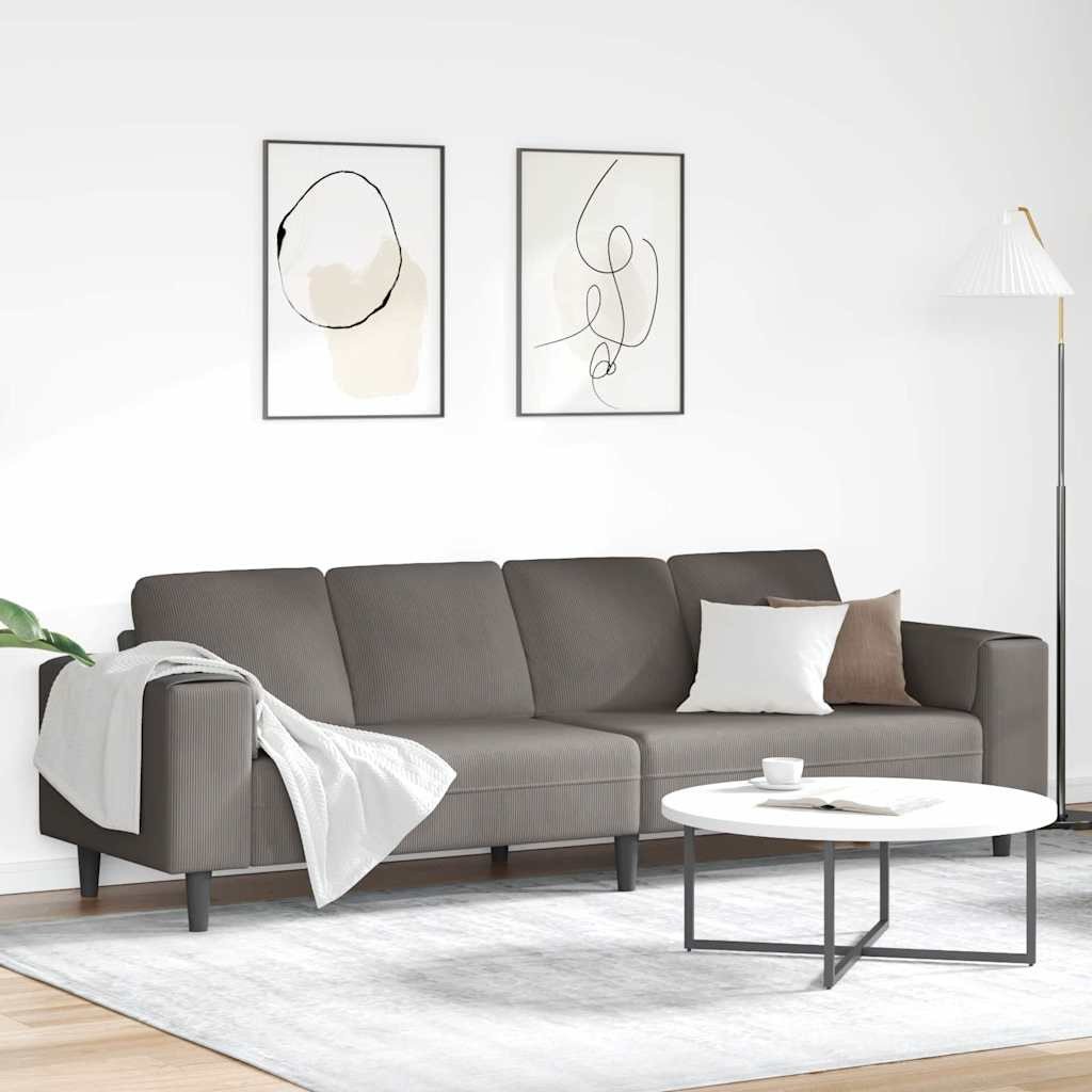 Sofa materiałowa z poduszką Jasnoszary 208 cm Tkanina sztruksowa