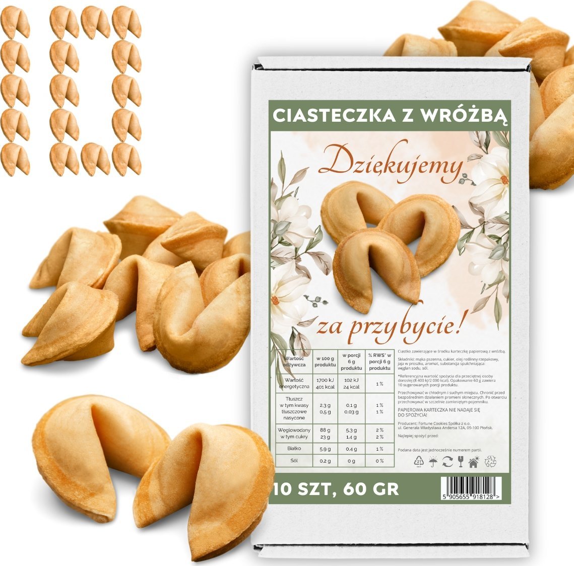 MagiaCiast Ciasteczka z Wróżbą Dziękujemy za Przybycie Ciastko Przeznaczenia 10 sztuk