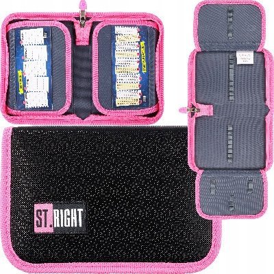 Piórnik St. Majewski PIORNIK 1ZAM 2KLAP STRIGHT BLACK GLITTER FO FOL