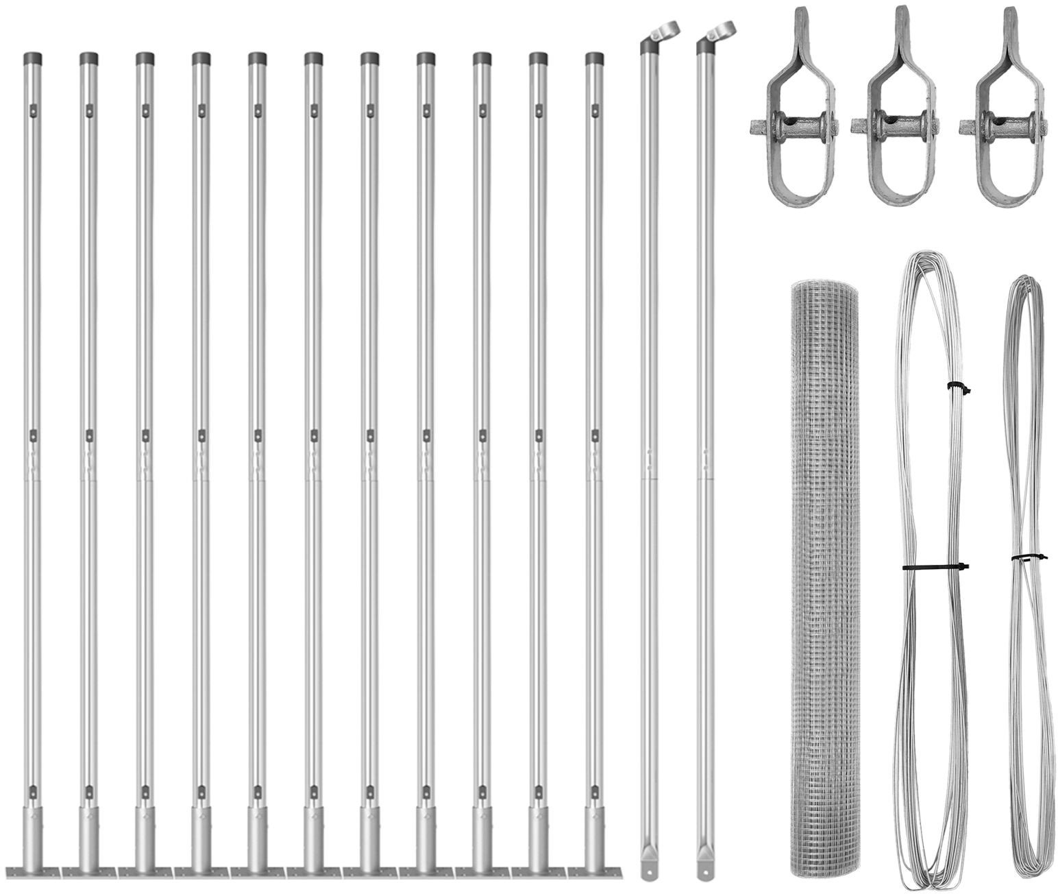 vidaXL Ogrodzenie z drutu spawanego z 13 flanged słupkami 0.8x25 m z ocynkowanej stali