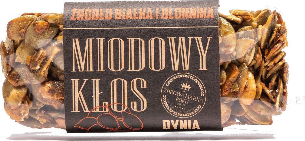 Łysoń Naturalny Baton Energetyczny z Ziarnami Dyni Słodzony Miodem z Polskiej Manufaktury "Baton Miodowy Kłos Dynia Bez Dodatku Cukru 100% Naturalny |
