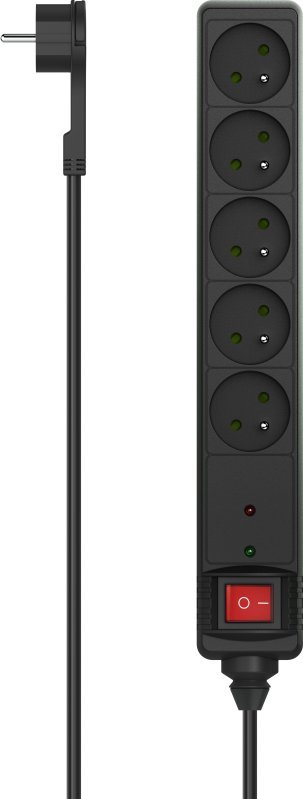 Listwa zasilająca Hama przeciwprzepięciowa 5 gniazd 1.4 m czarna (P22237710000)