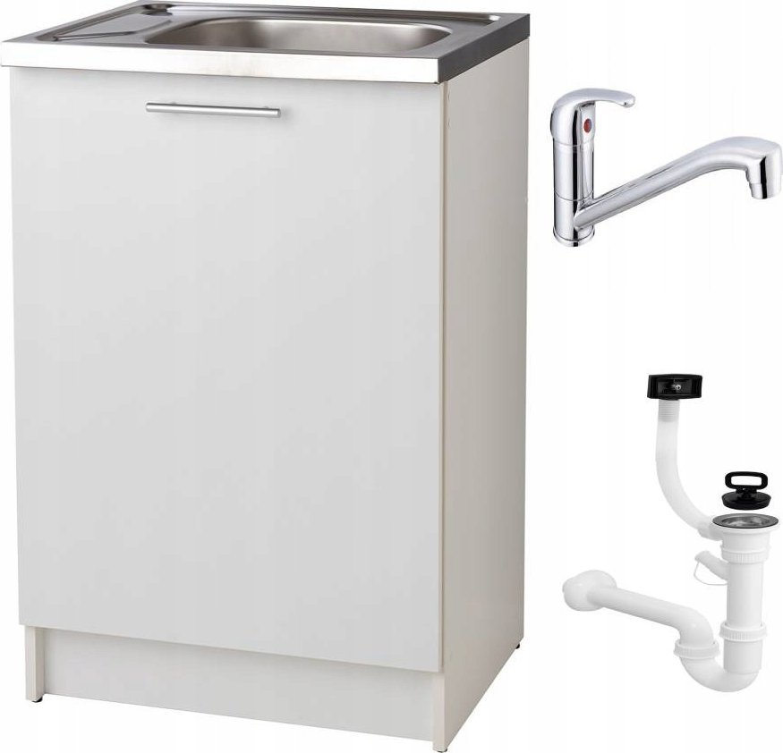 Szafka kuchenna biała 60 slim zlew bateria syfon