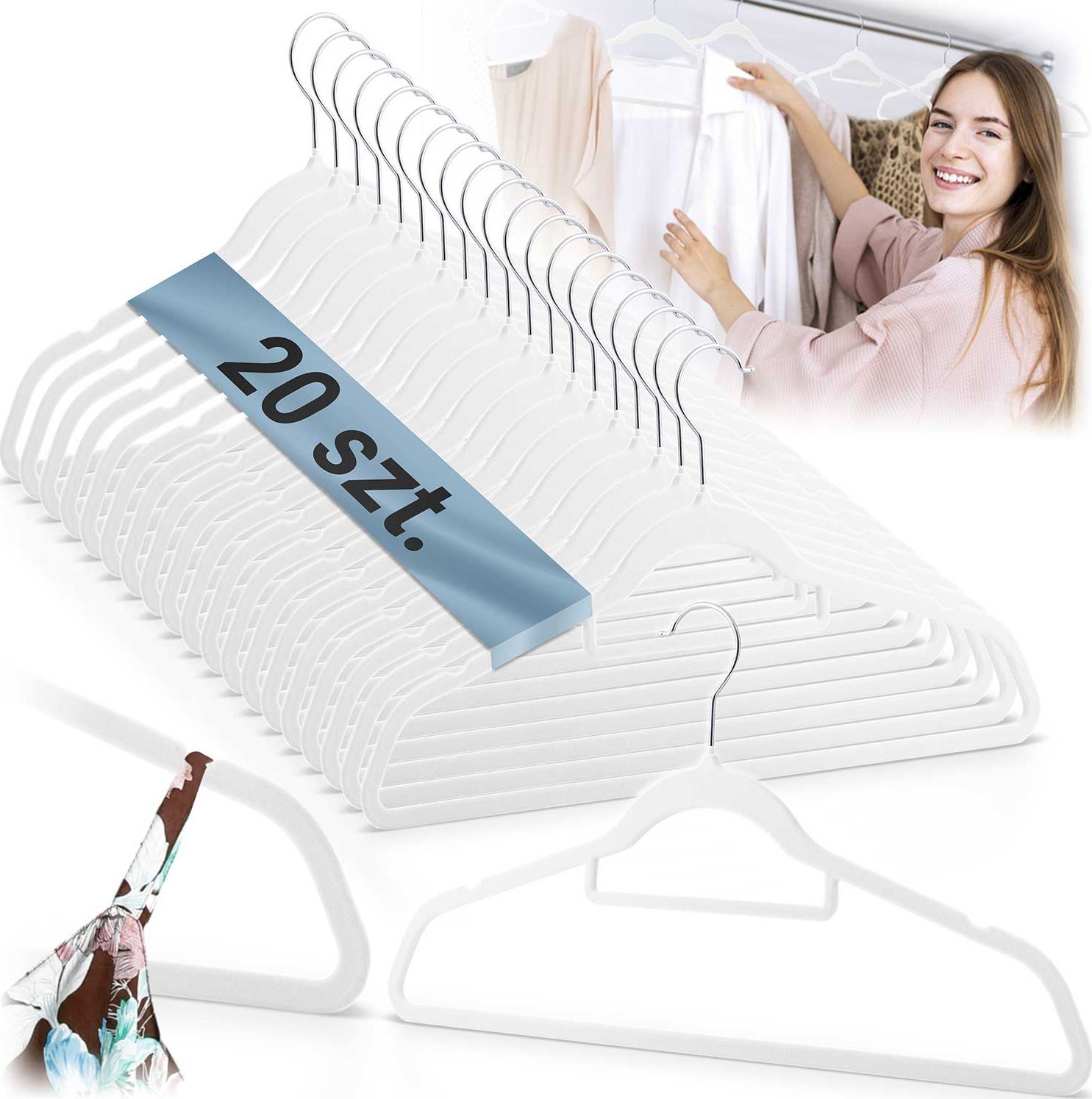 Massido Welurowe wieszaki na ubrania 20szt MS-859 Massido