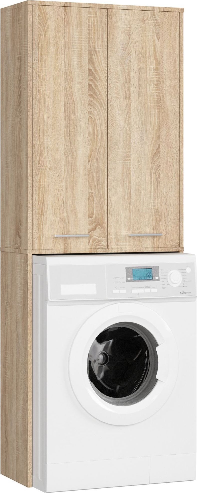 Fabryka Mebli Akord Słupek łazienkowy FIN 180 cm nad pralkę regał 2 drzwi - dąb sonoma