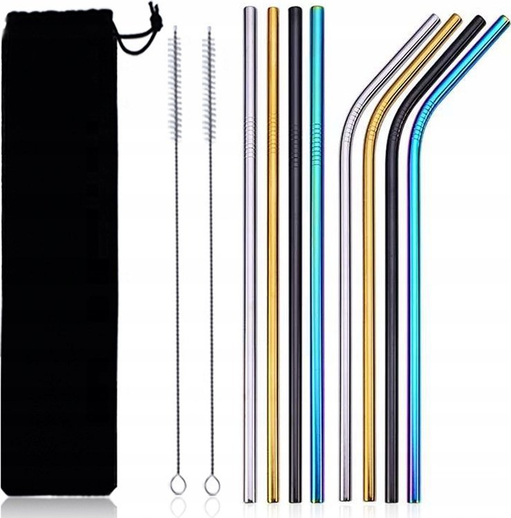 ZESTAW METALOWYCH SŁOMEK WIELOKOLOROWE MSS-200