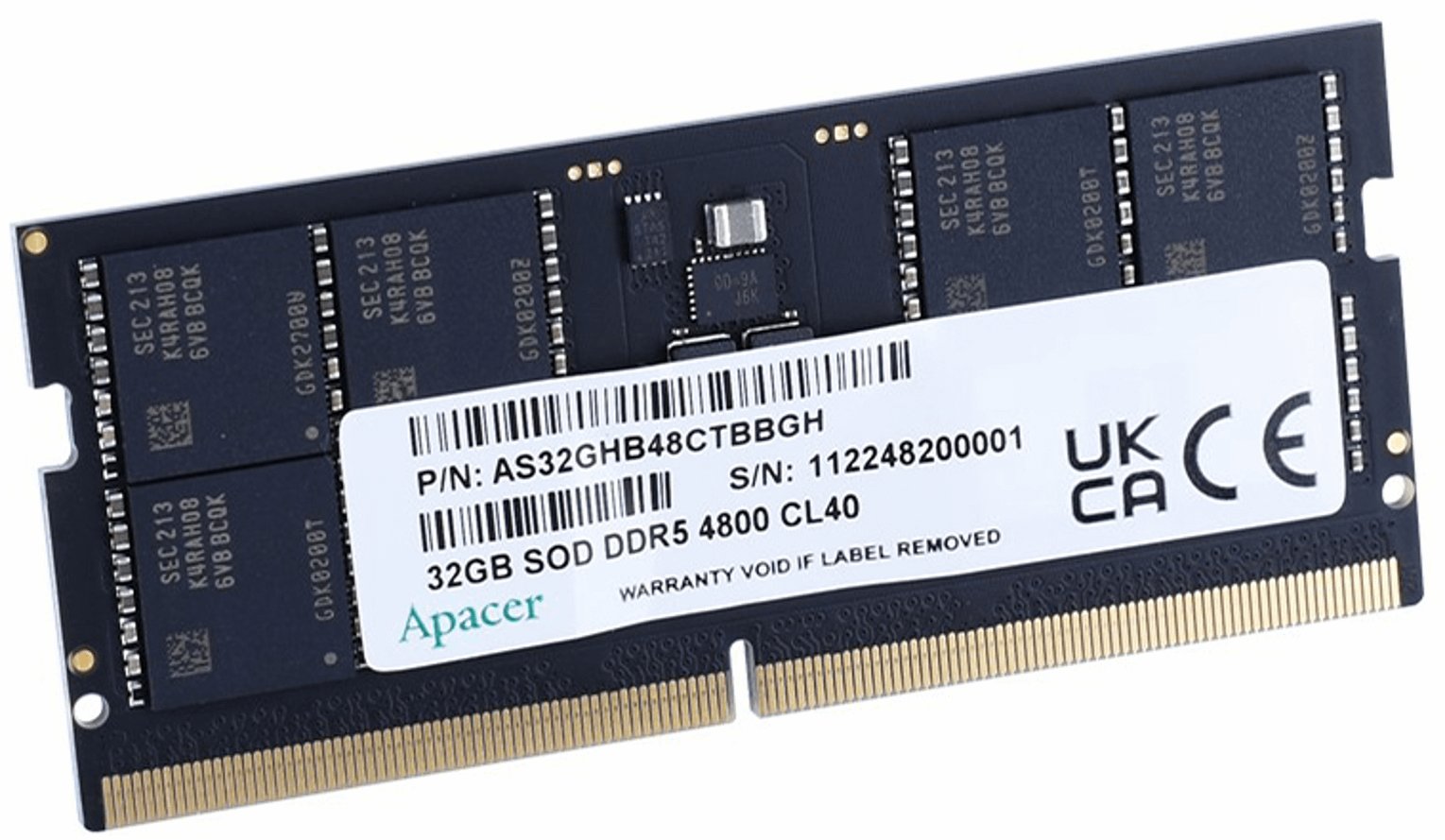Pamięć SODIMM DDR5 Apacer 32GB (1x32GB) 4800MHz CL40 1,1V