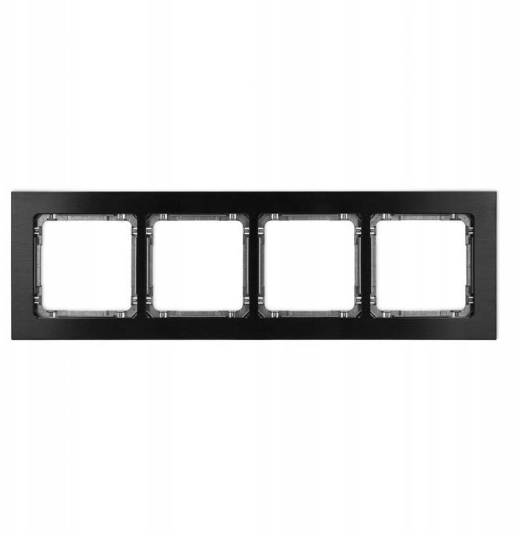 DECO Ramka uniwersalna poczwórna - aluminium szczotkowane (ramka: czarna spód: grafitowy) 12-11-DRA-4