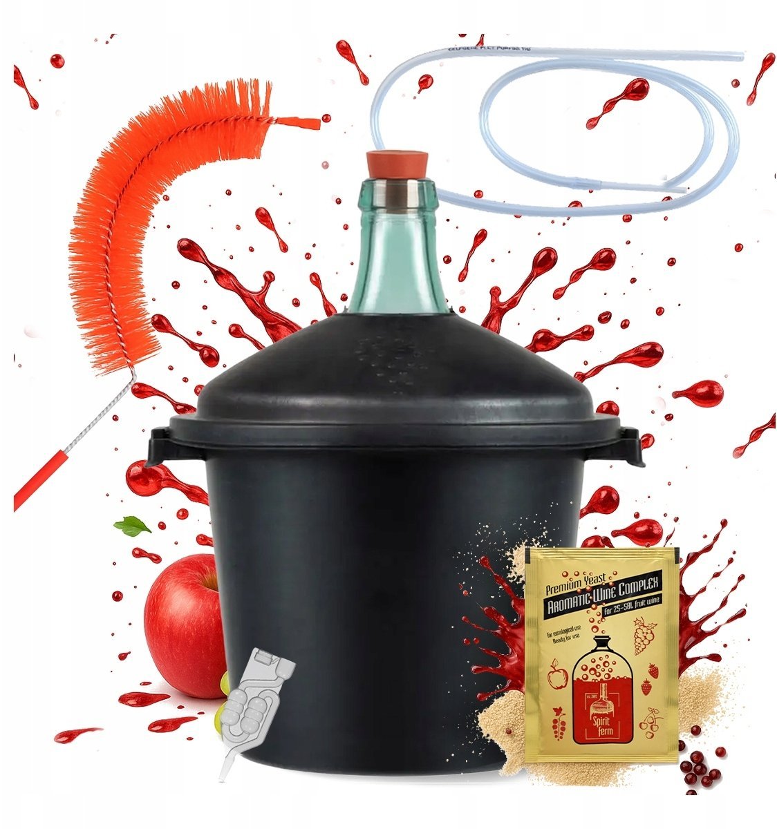 Bimberek ZESTAW BALON 15L dymionowy w koszyku gąsior do wina