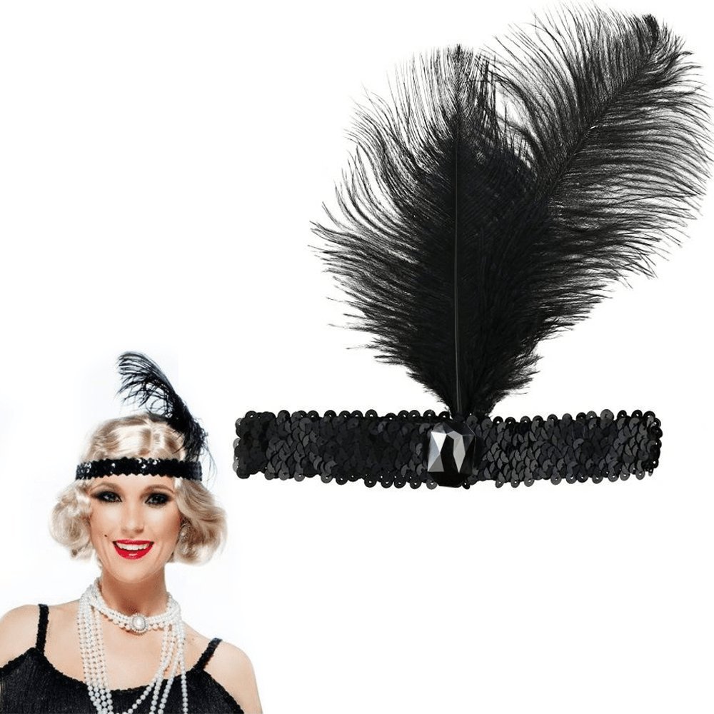 Korbi OPASKA Z PIÓREM RETRO LATA 20 CEKINY KABARET