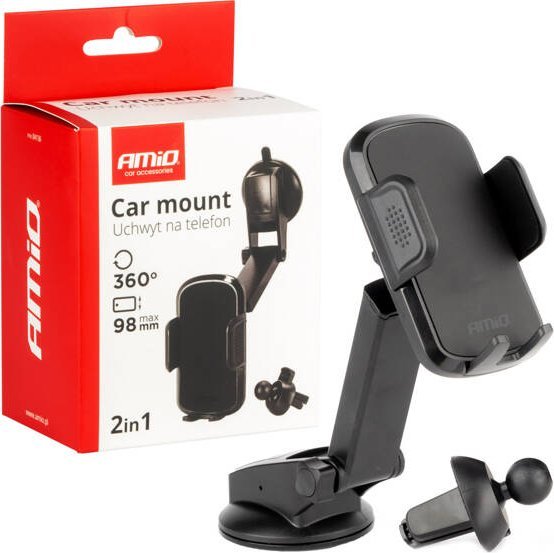 Uchwyt do samochodu na telefon szybę kokpit kratkę regulowany AMIO-04136