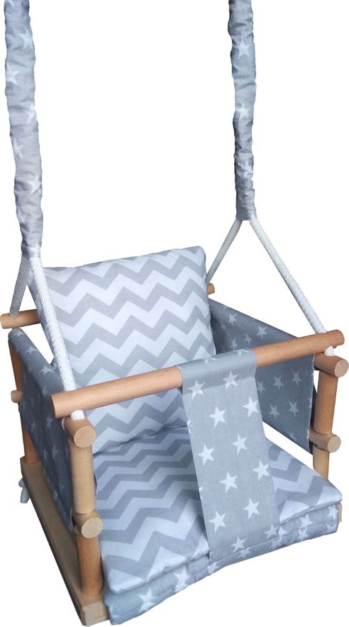 Huśtawka Elior Szara drewniana huśtawka dziecięca 3w1 - Lena