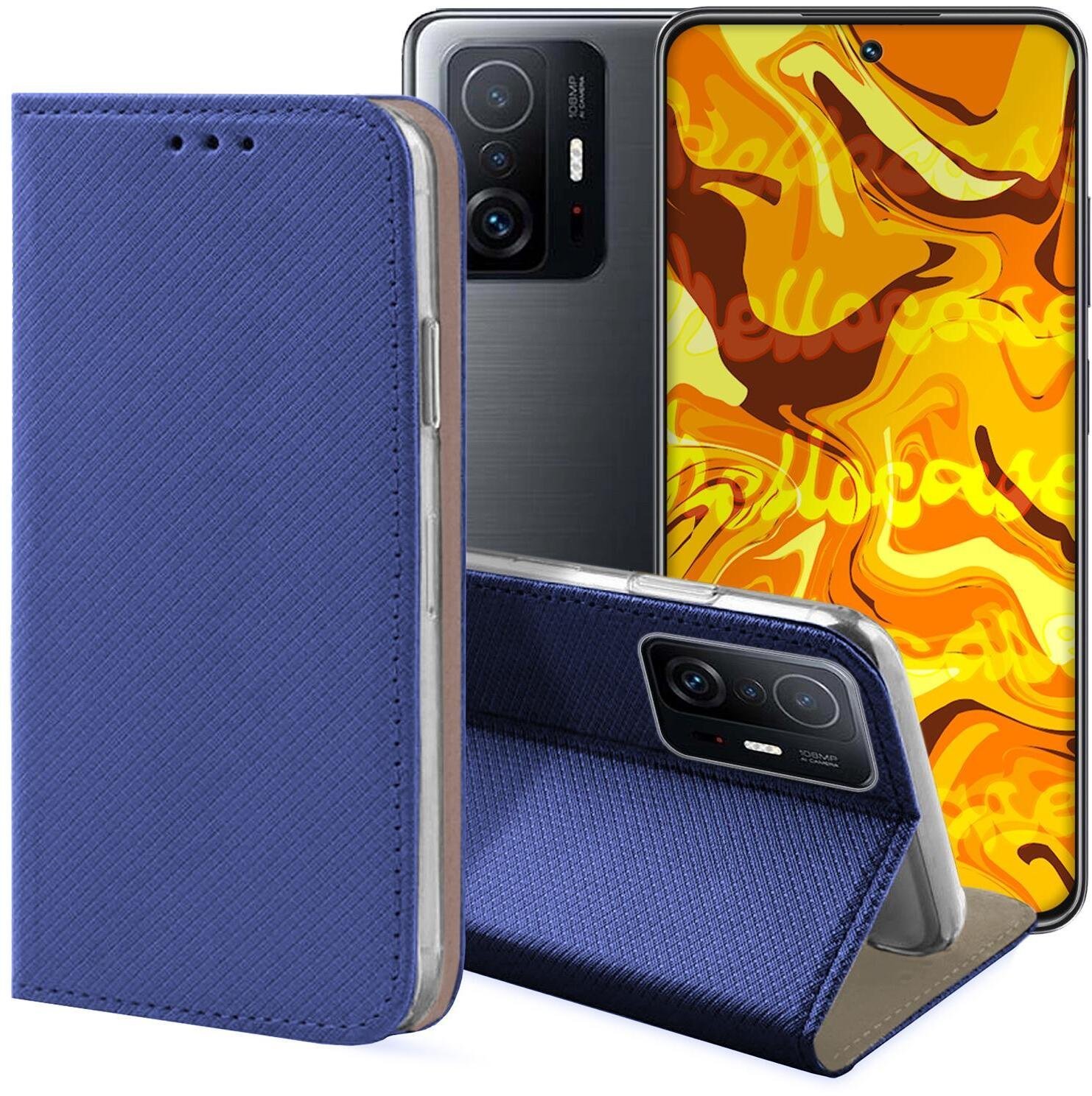 Etui z Klapką Do Xiaomi 11T / 11T Pro (Granatowe, Magnetyczne, Zamykane)