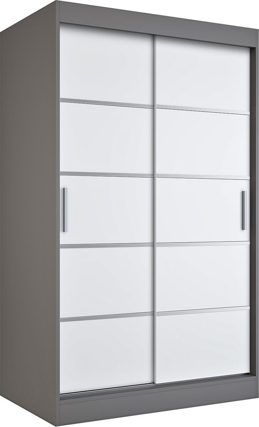 Elior Antracytowa szafa przesuwna z białym frontem - Livia 3X