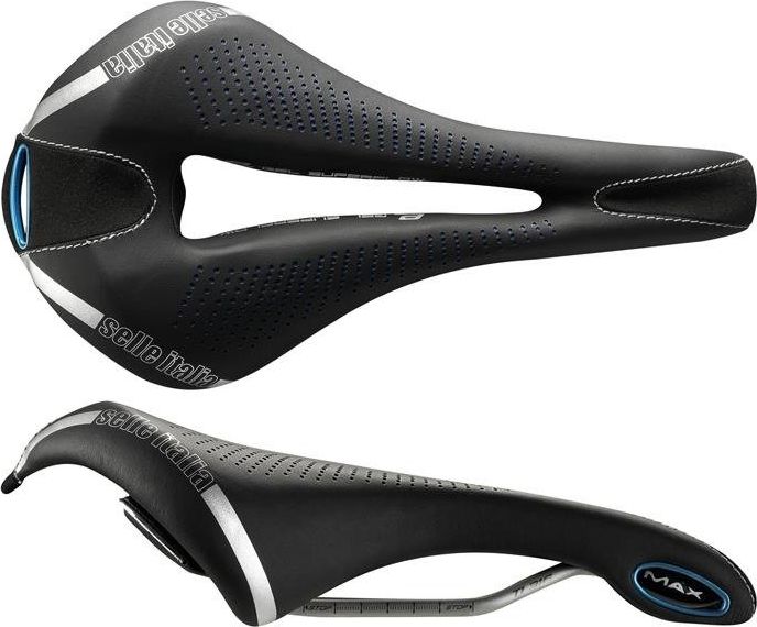 Selle Italia Siodło SELLE ITALIA MAX FLITE E-BIKE GEL SUPERFLOW L (id match - L3) TI 316 Tube 7, fibra-tek - Mokka, 320g czarno-niebieski (NEW)