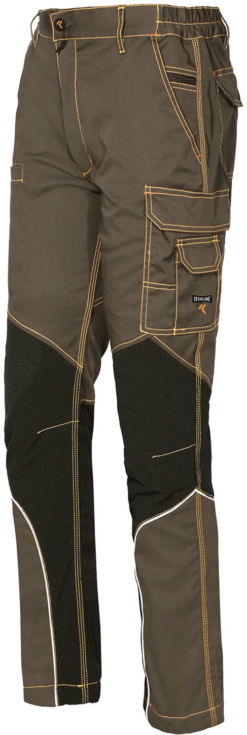 ISSA STRETCH 8830B - Wąskie spodnie robocze do pasa z wstawkami odpornymi na przetarcia i odblaskami - szara 5XL