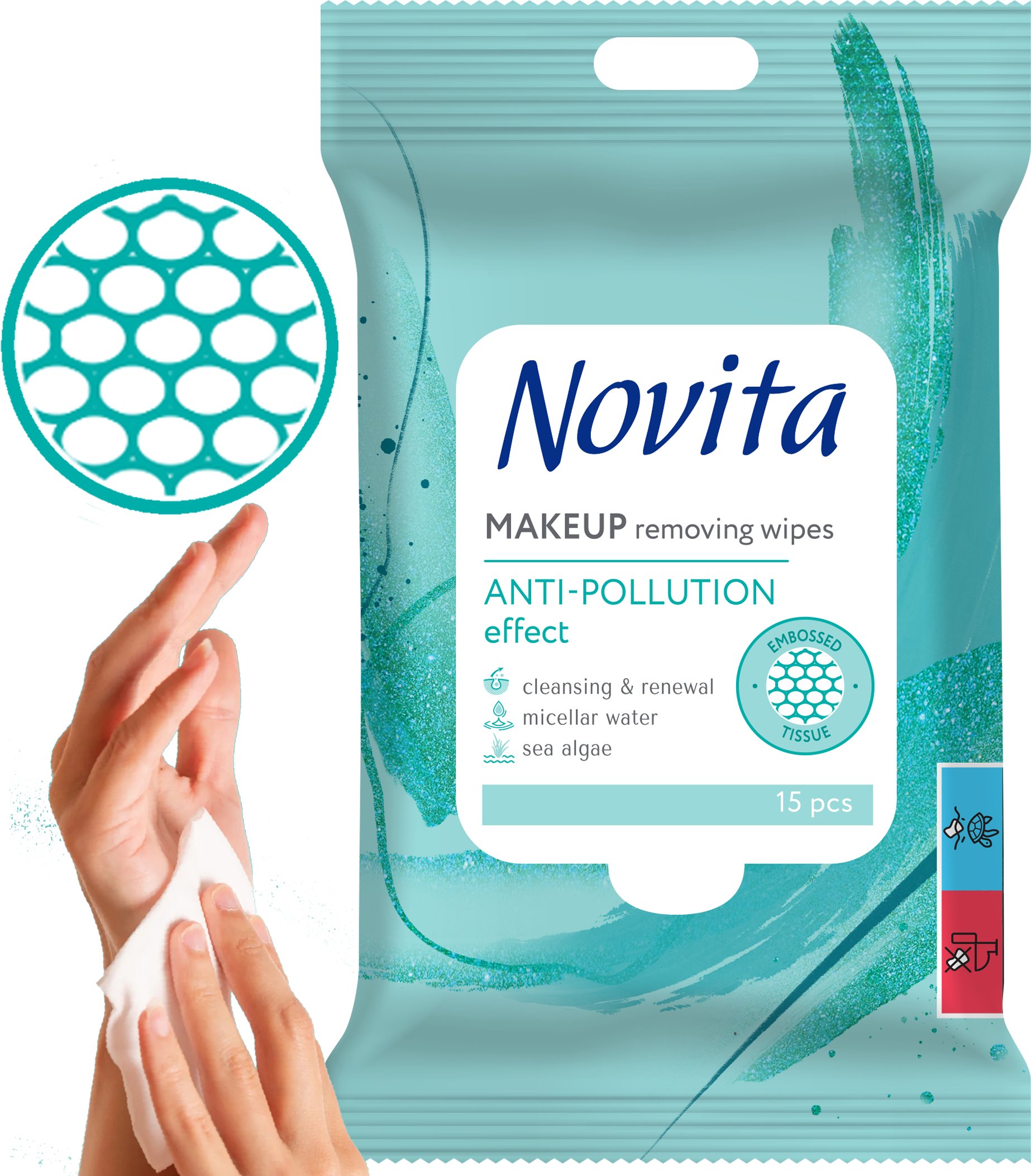 NOVITA Chusteczki nawilżane Make up & Care 15szt.