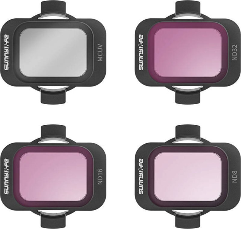 SunnyLife ZESTAW 4 FILTRÓW SUNNYLIFE ULTRAFIOLETOWY MCUV SZARY ND8 / 16 / 32 DO DRONA DJI AVATA 2