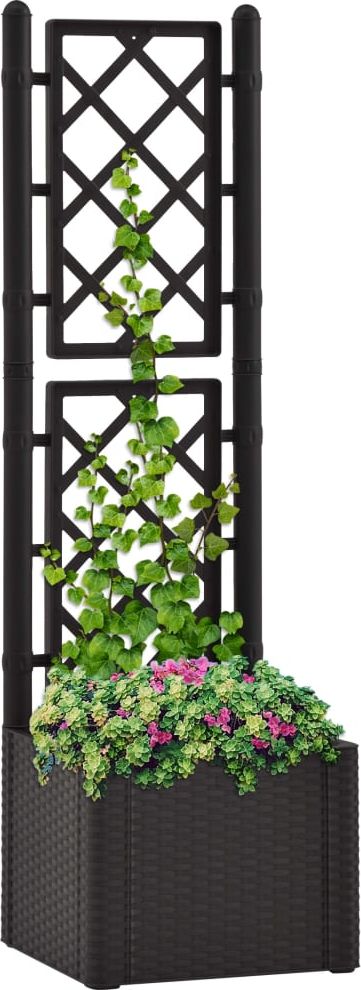vidaXL Podwyższona donica z treliażem i systemem podlewania, antracyt