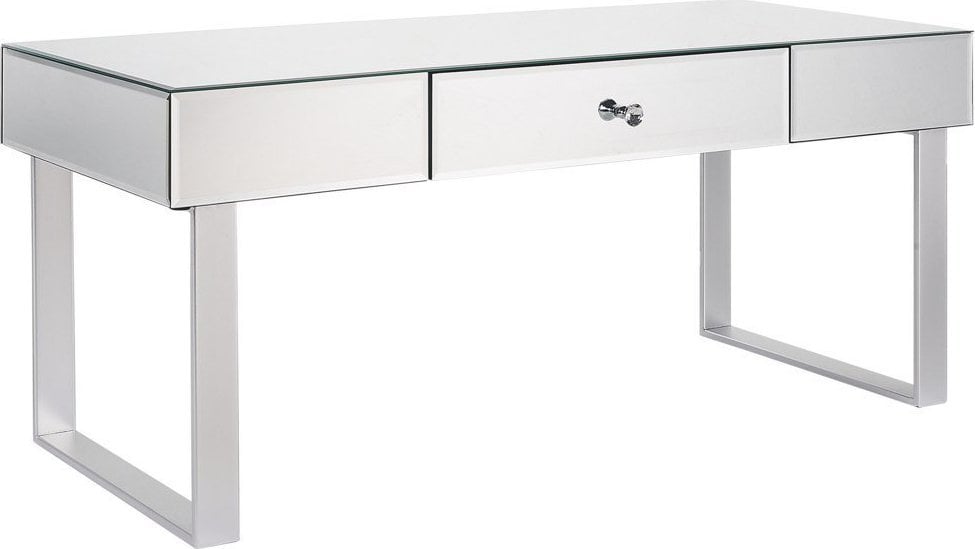 Beliani Stolik kawowy z szufladą lustrzany srebrny NESLE